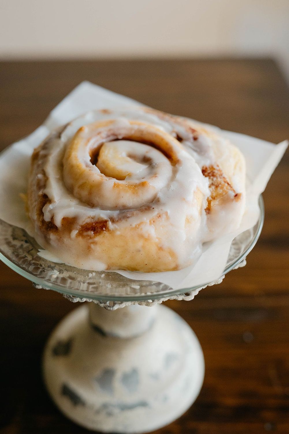 The cinnamon roll that started it all, freshly iced
